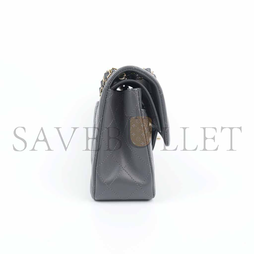 Ch*el double flap medium dark grey as1117 (23*14.5*6cm)